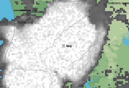 خارطة توزع السحب يوم 11/08/2012 عند الساعة 23:00 (الأخبار)