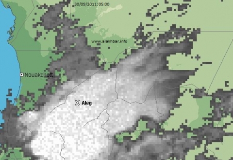 خارطة توزع السحب يوم 30/09/2011 عند الساعة 05:00 (الأخبار)