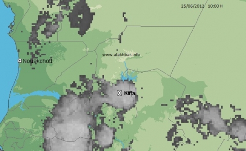 خارطة توزع السحب يوم 25/06/2012عند الساعة 10:00 (الأخبار)