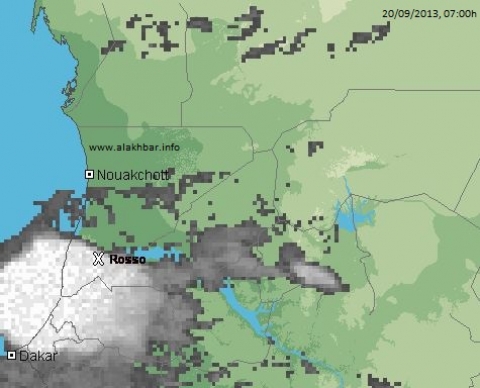 خارطة توزع السحب يوم 20/09/2013 عند الساعة 07:00 ـــ (الأخبار) 